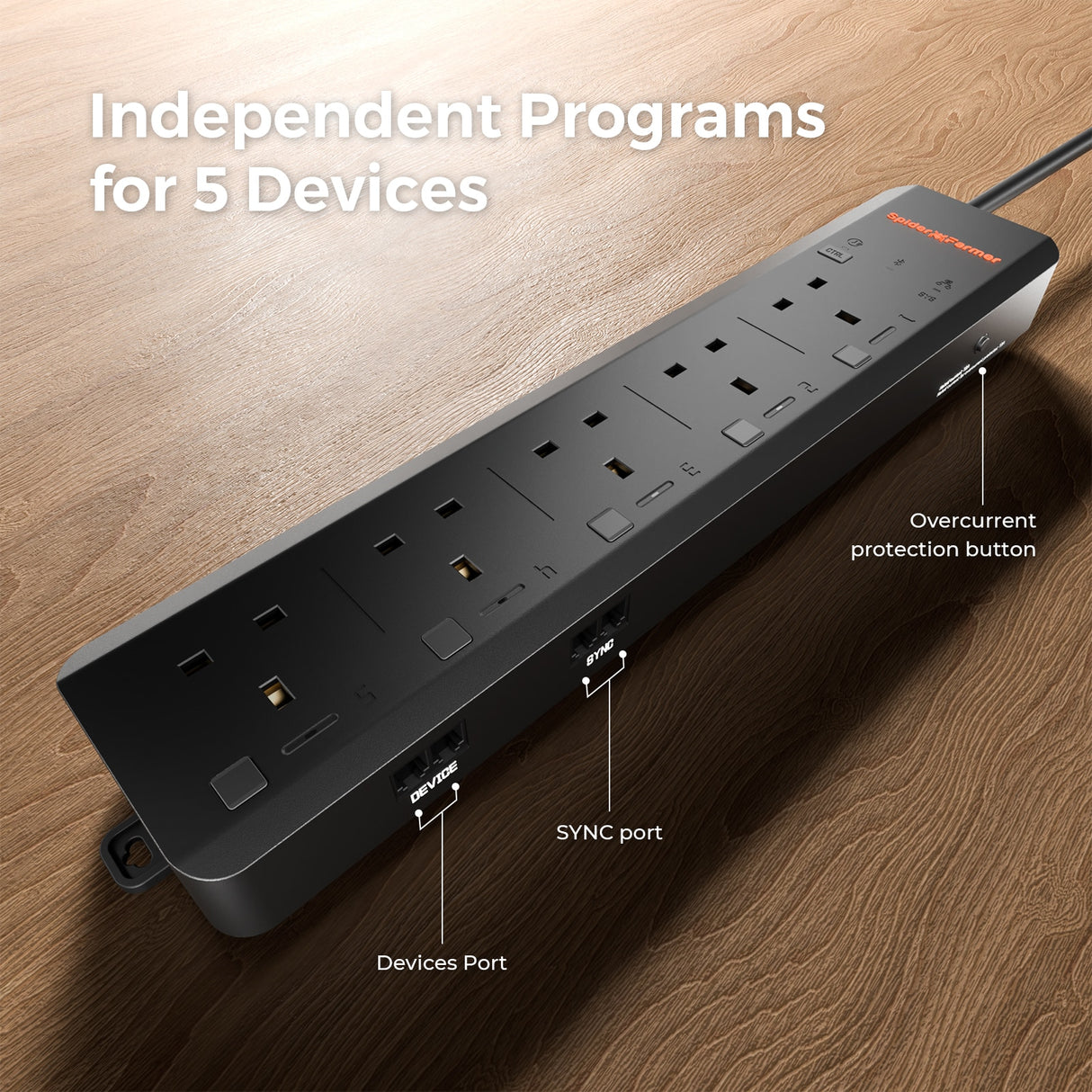 Spider Farmer GGS AC5 Power Strip with 5 Outlets