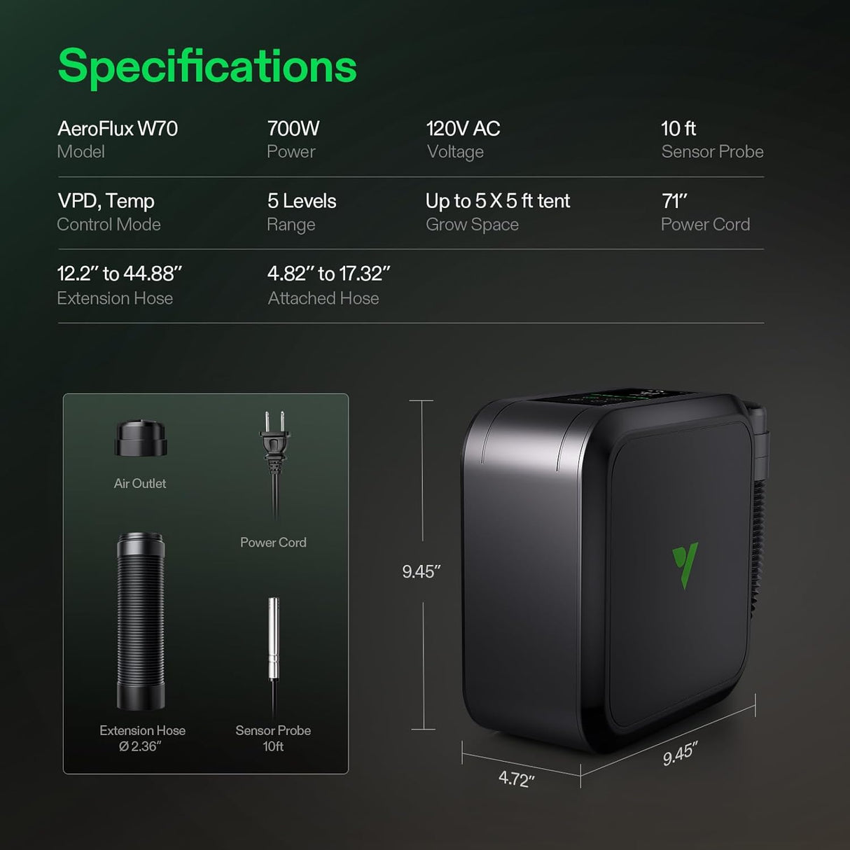 Vivosun AeroFlux Smart Grow Tent Heater