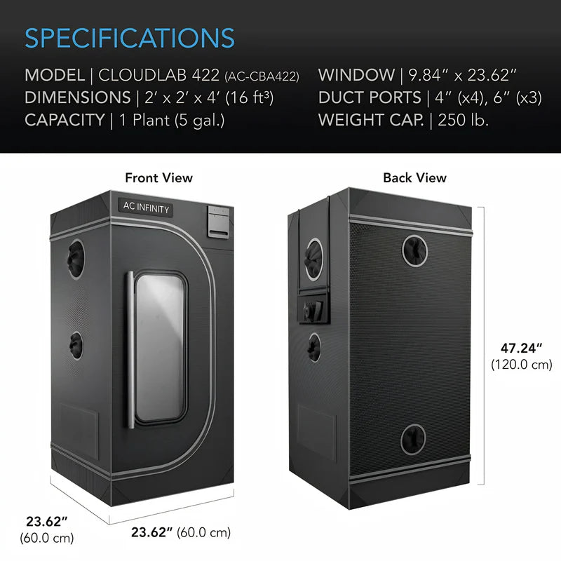 AC Infinity Cloudlab 422 Grow Tent 60 x 60 x 120