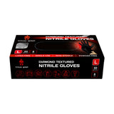 Nitrile Diamond Texture Strong Black Gloves - 50