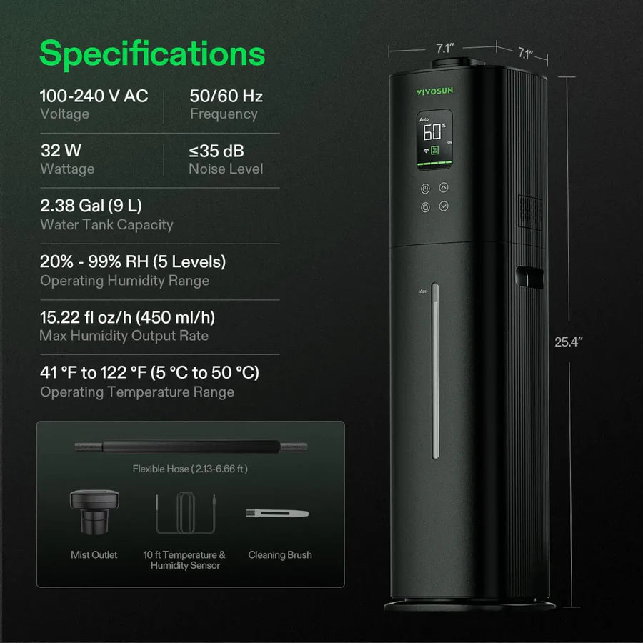 Vivosun AeroStream H09 Intelligent Wi-Fi Humidifier,