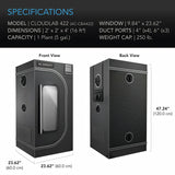 AC Infinity Cloudlab 422 Grow Tent 60 x 60 x 120