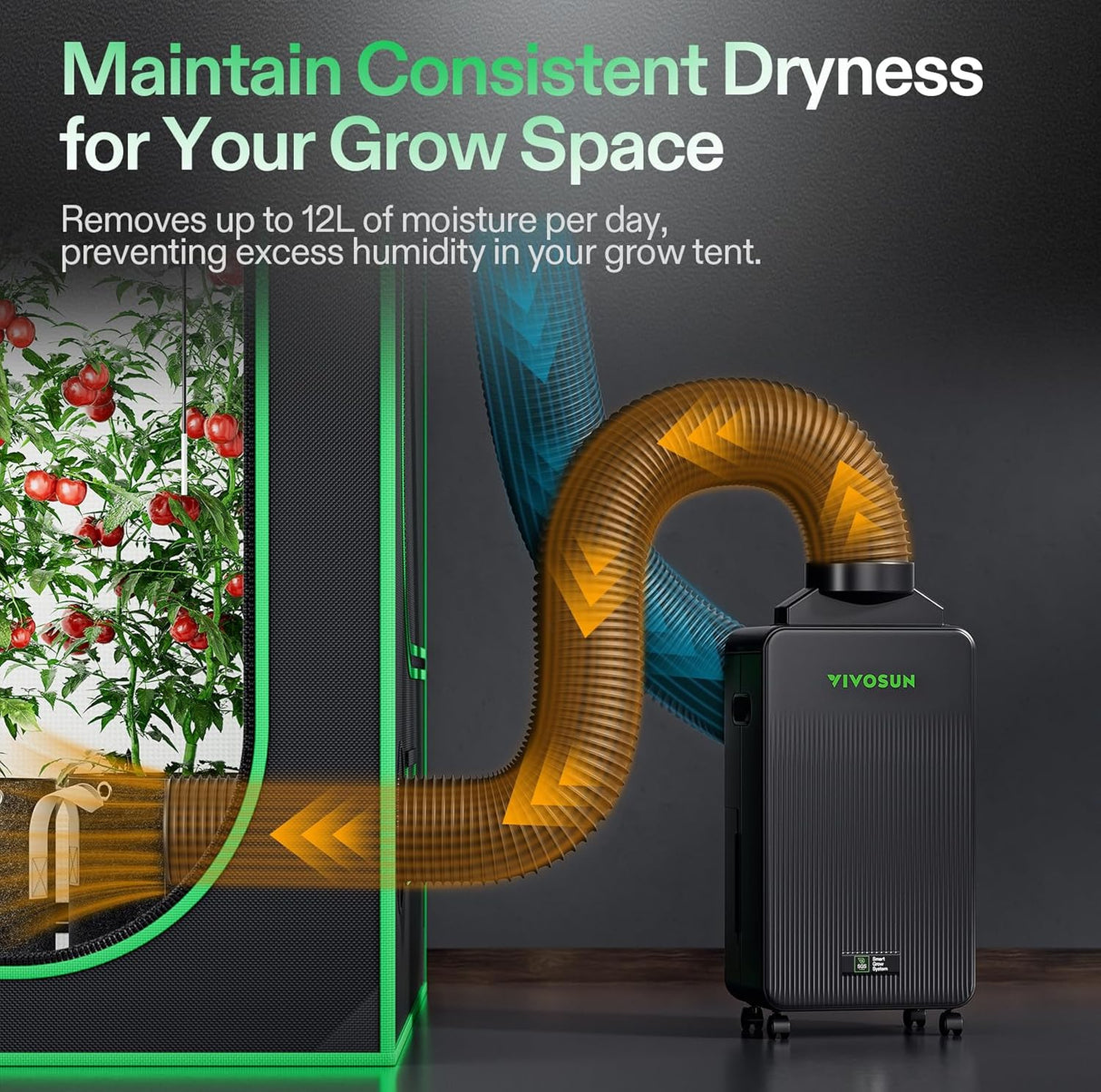 Vivosun AeroDrain D12 Intelligent Dehumidifier