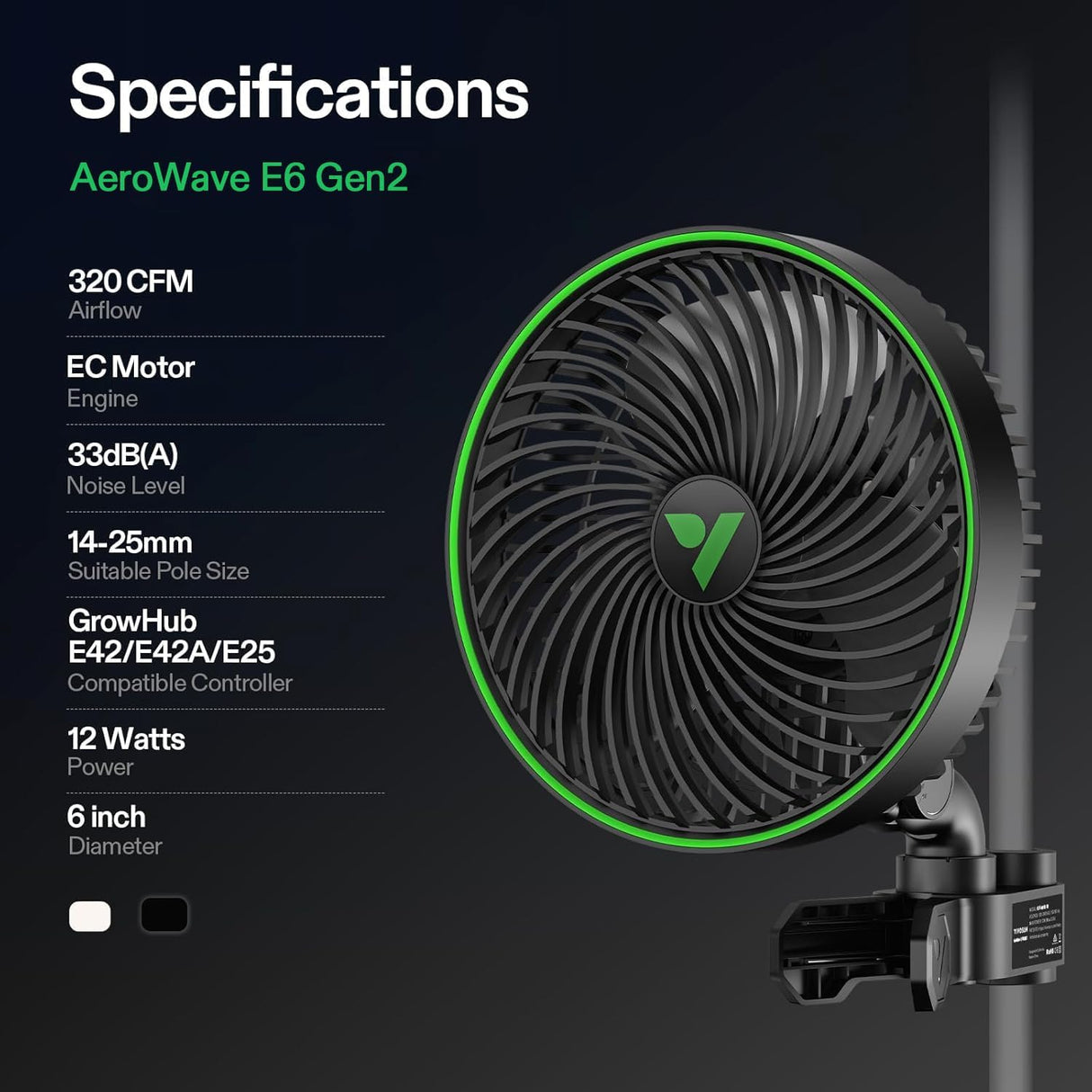 Vivosun Aero Wave E6 Clip On Fan 2 Pack
